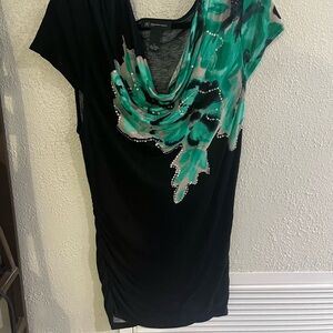 INC International Concepts Black and Green Blouse